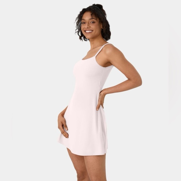 Halara Chiffon White Plush Double Strap Backless Twisted Active Dress | NEW/NWT! - Picture 3 of 10